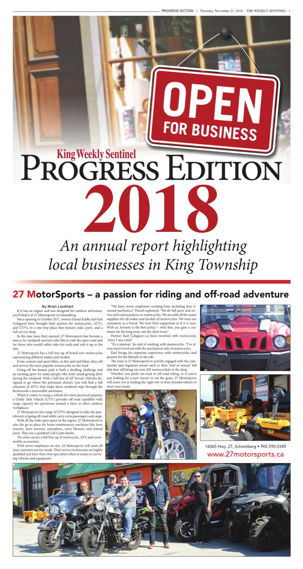 An Annual Report Highlighting Local Businesses in King Township