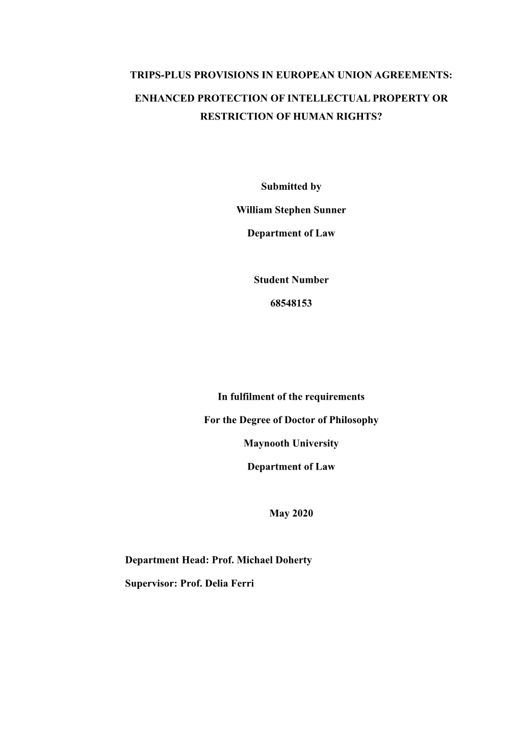 Trips-Plus Provisions in European Union Agreements