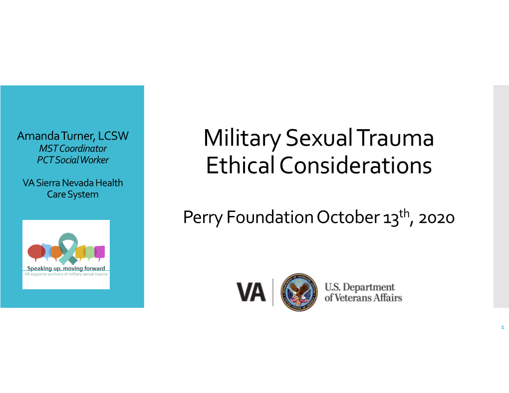 Military Sexual Trauma Ethical Considerations