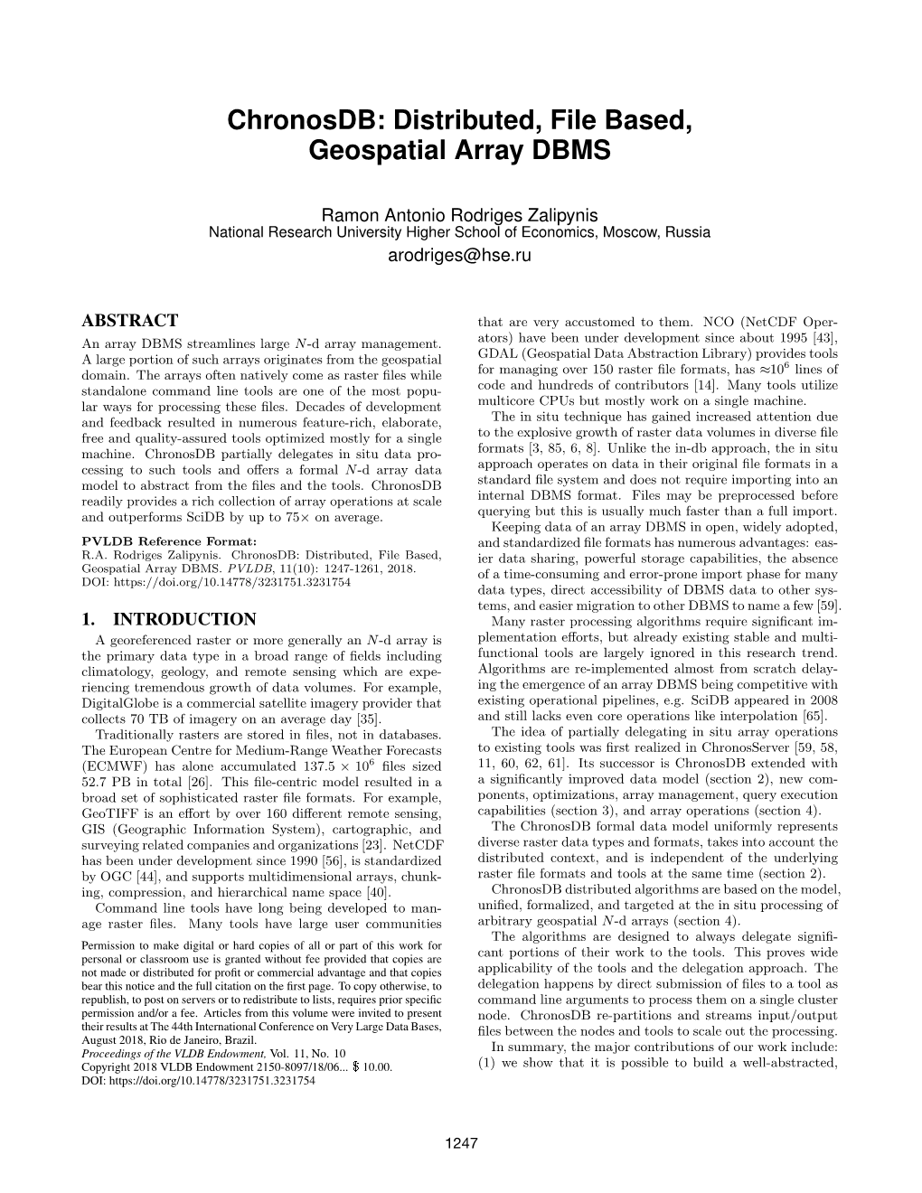 Distributed, File Based, Geospatial Array DBMS