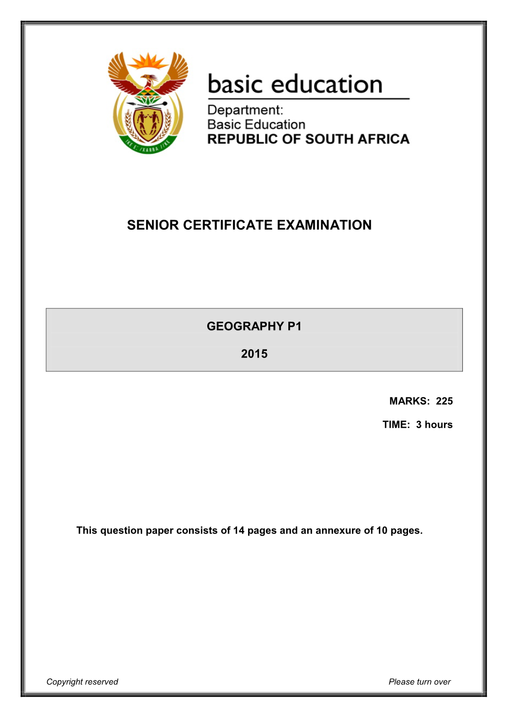 Senior Certificate Examination