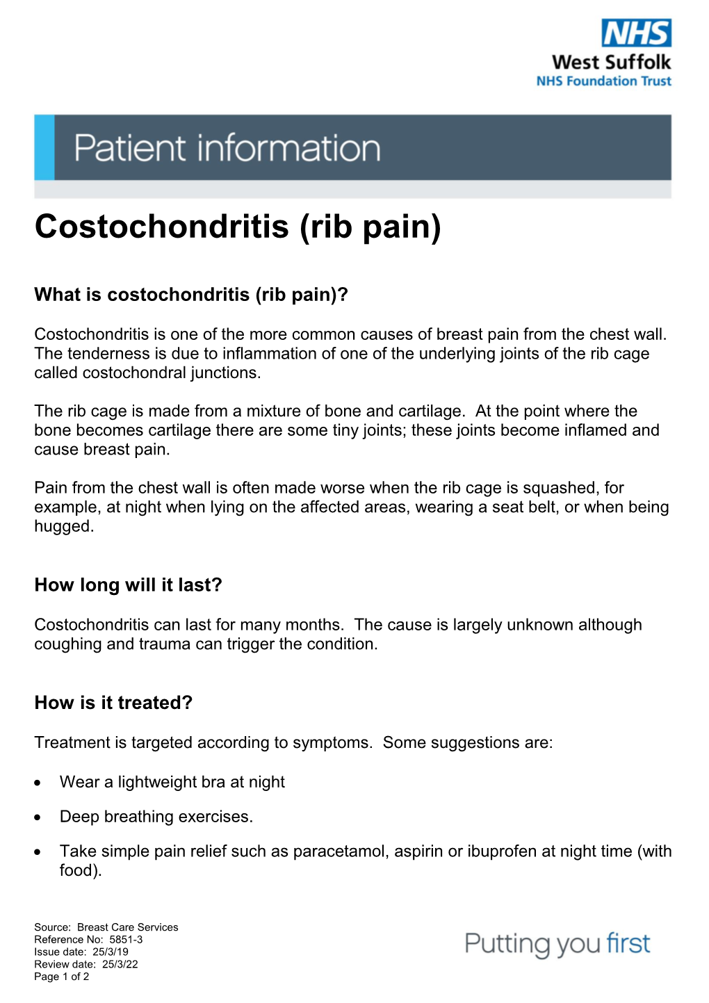 Costochondritis (Rib Pain)