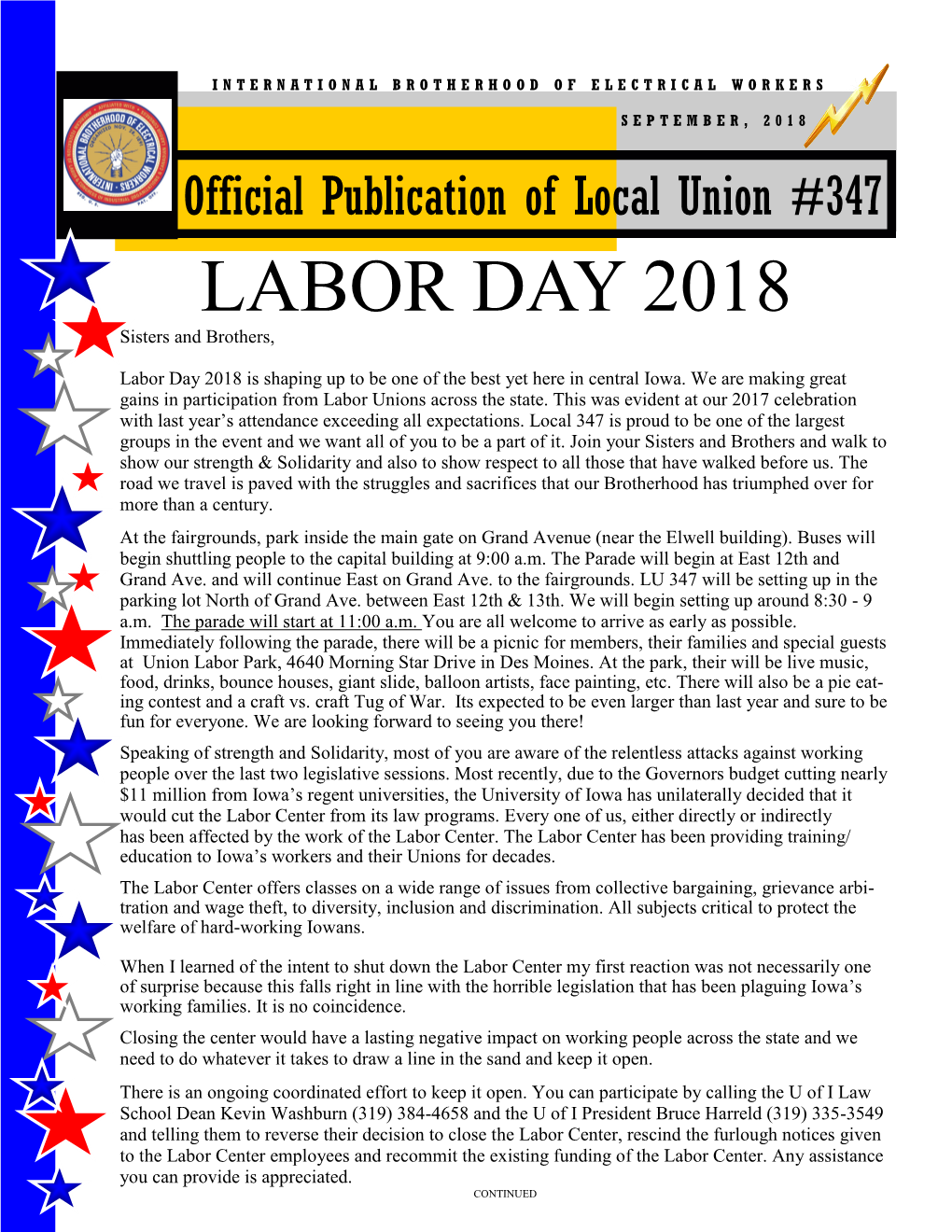 LABOR DAY 2018 Sisters and Brothers