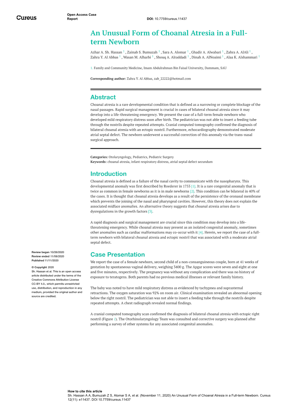 An Unusual Form of Choanal Atresia in a Full- Term Newborn