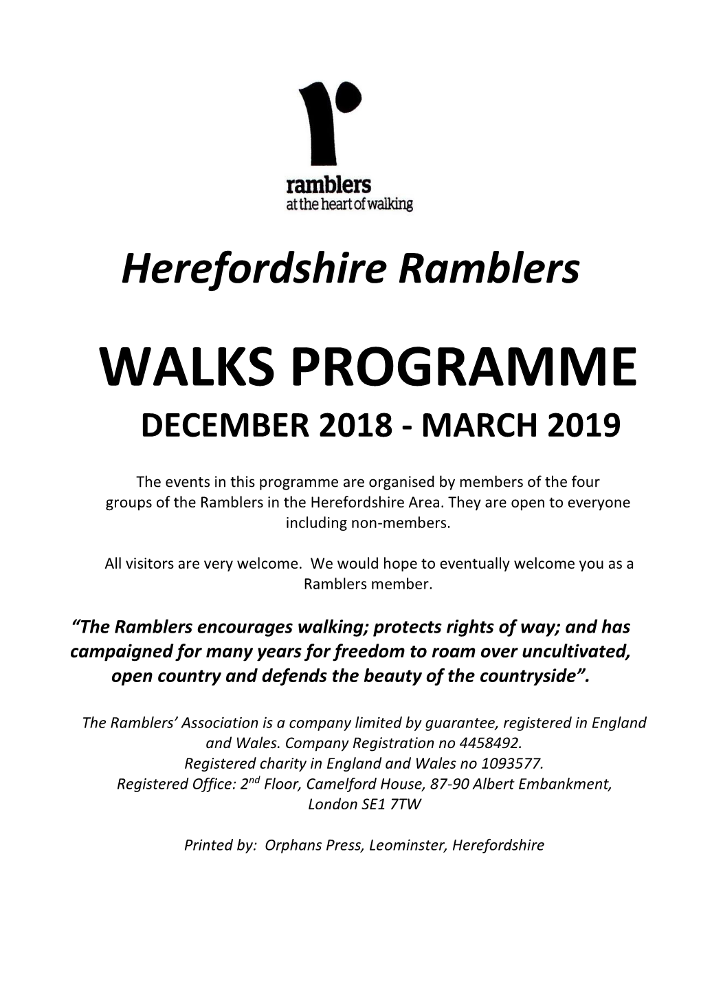 Walks Programme December 2018 - March 2019