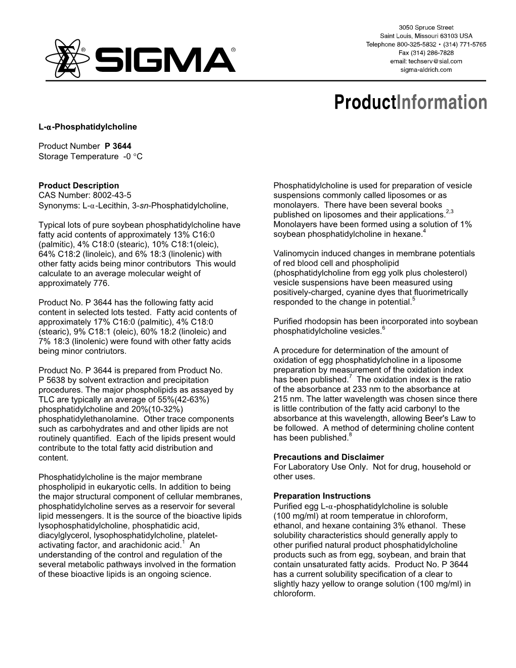 L -A-Phosphatidylcholine (P3644)