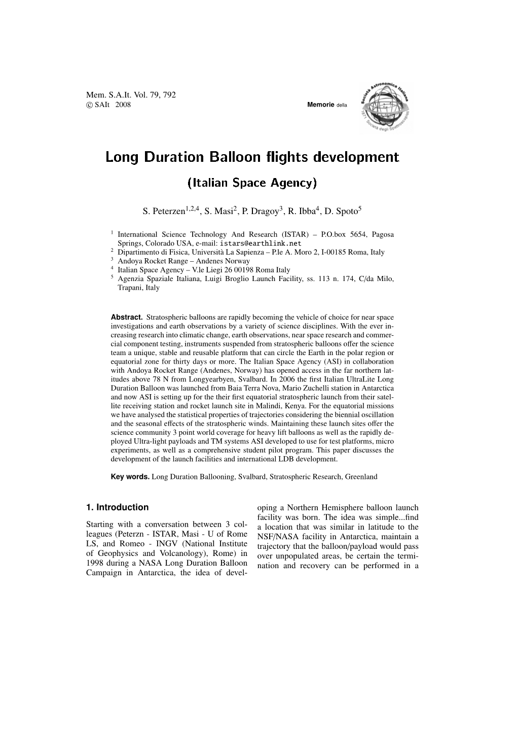 Long Duration Balloon Ights Development