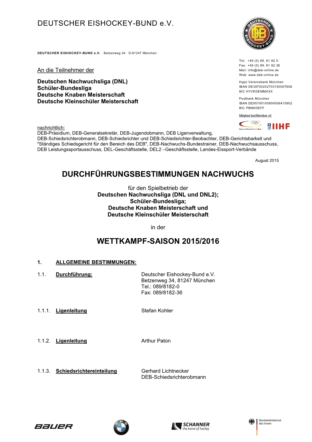 Durchführungsbestimmungen DEB Nachwuchs