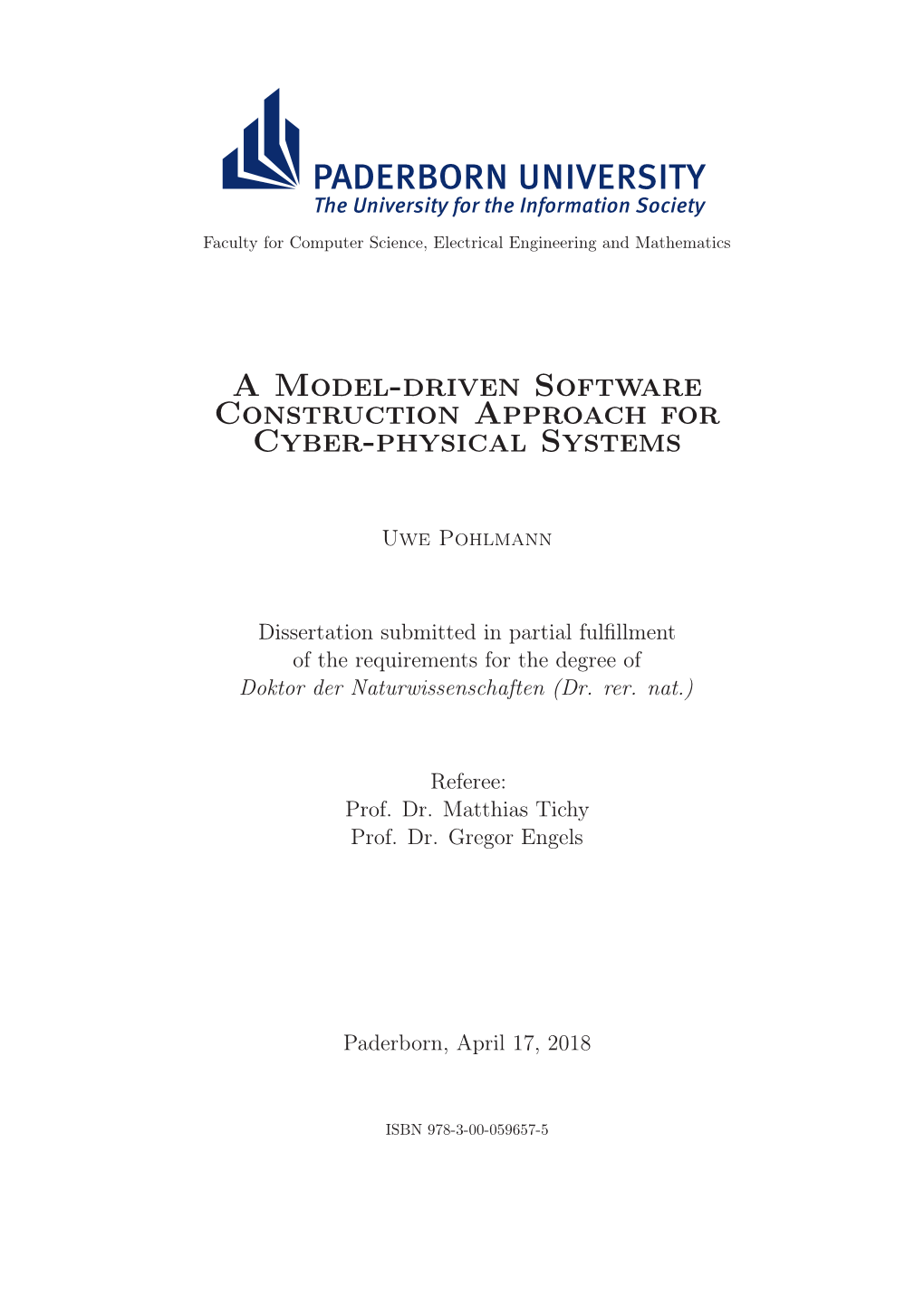 A Model-Driven Software Construction Approach for Cyber-Physical Systems