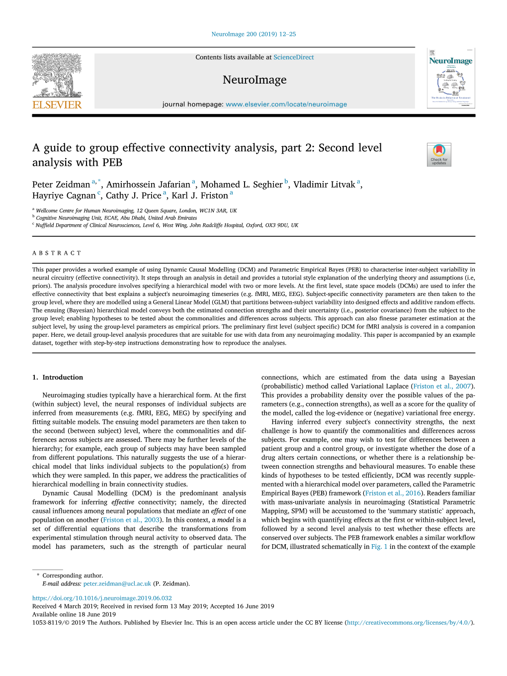 Second Level Analysis with PEB