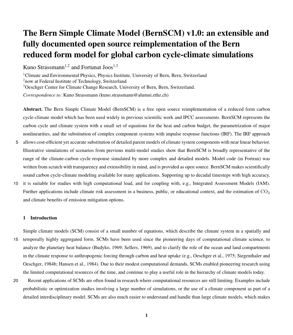 The Bern Simple Climate Model