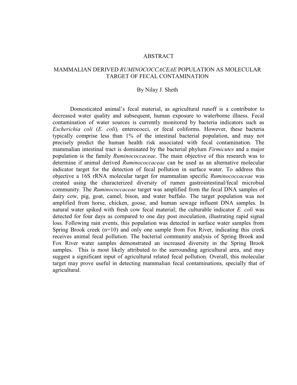 Abstract Mammalian Derived Ruminococcaceae