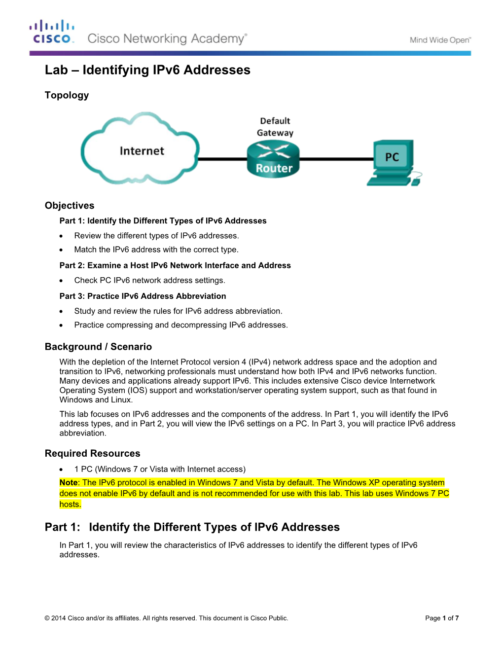 Lab – Identifying Ipv6 Addresses