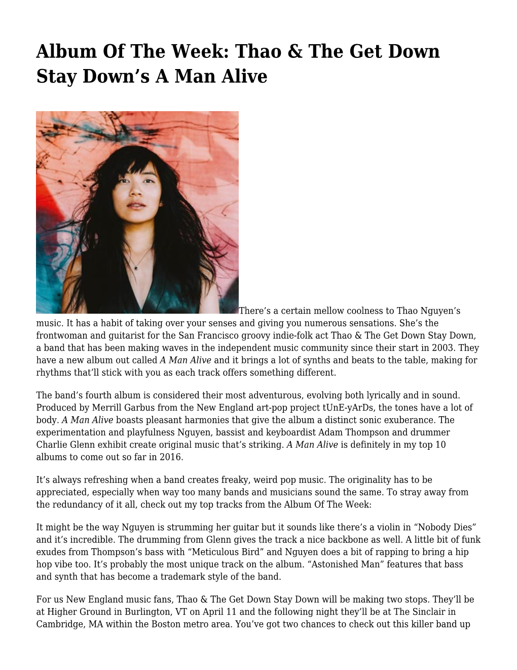 Album of the Week: Thao & the Get Down Stay Down&#8217;S a Man