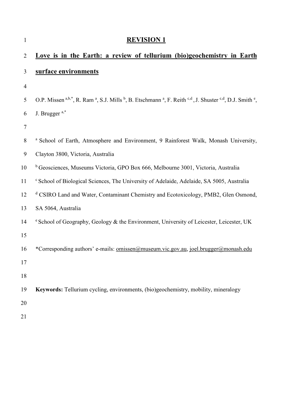 (Bio)Geochemistry in Earth Surface Environments