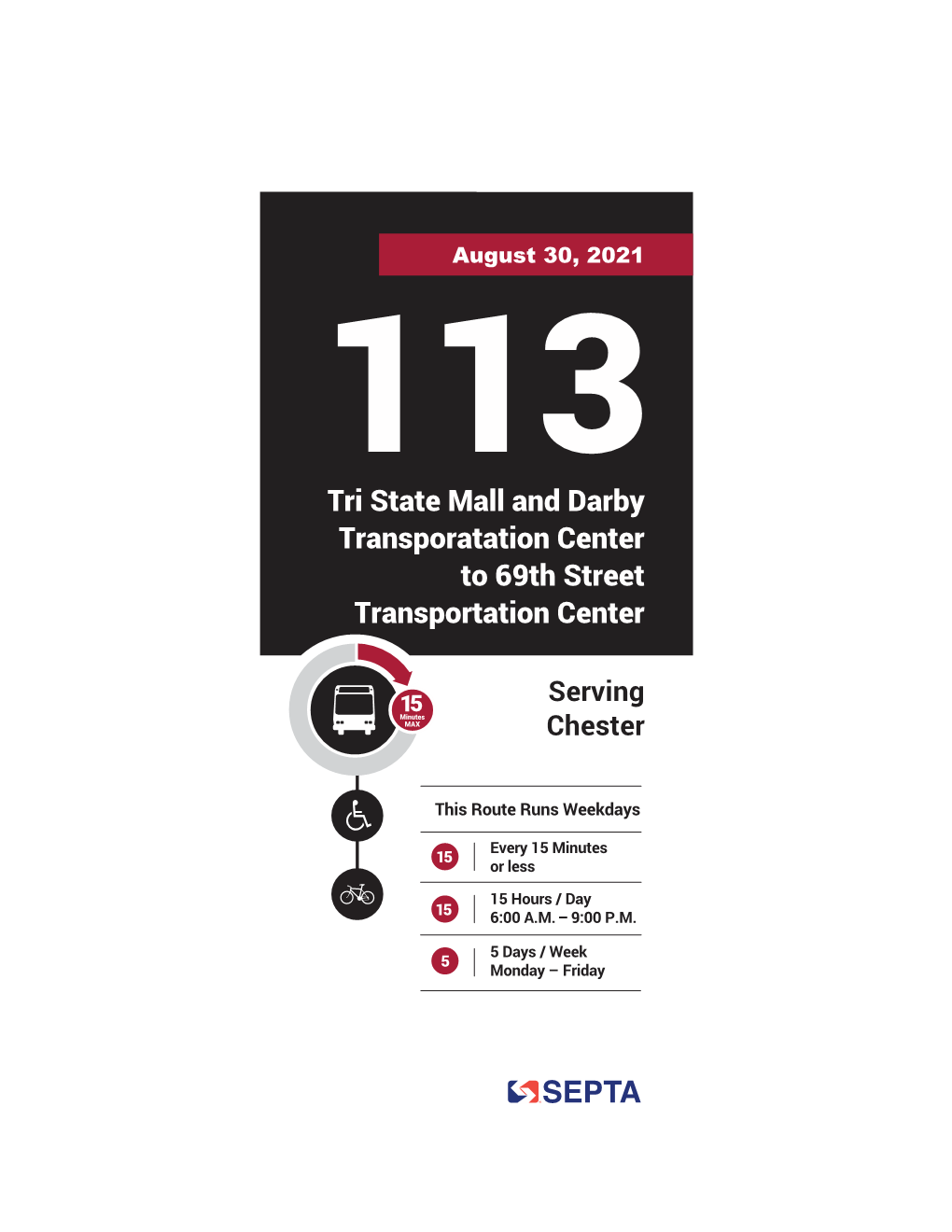 Tri State Mall and Darby Transporatation Center to 69Th Street Transportation Center