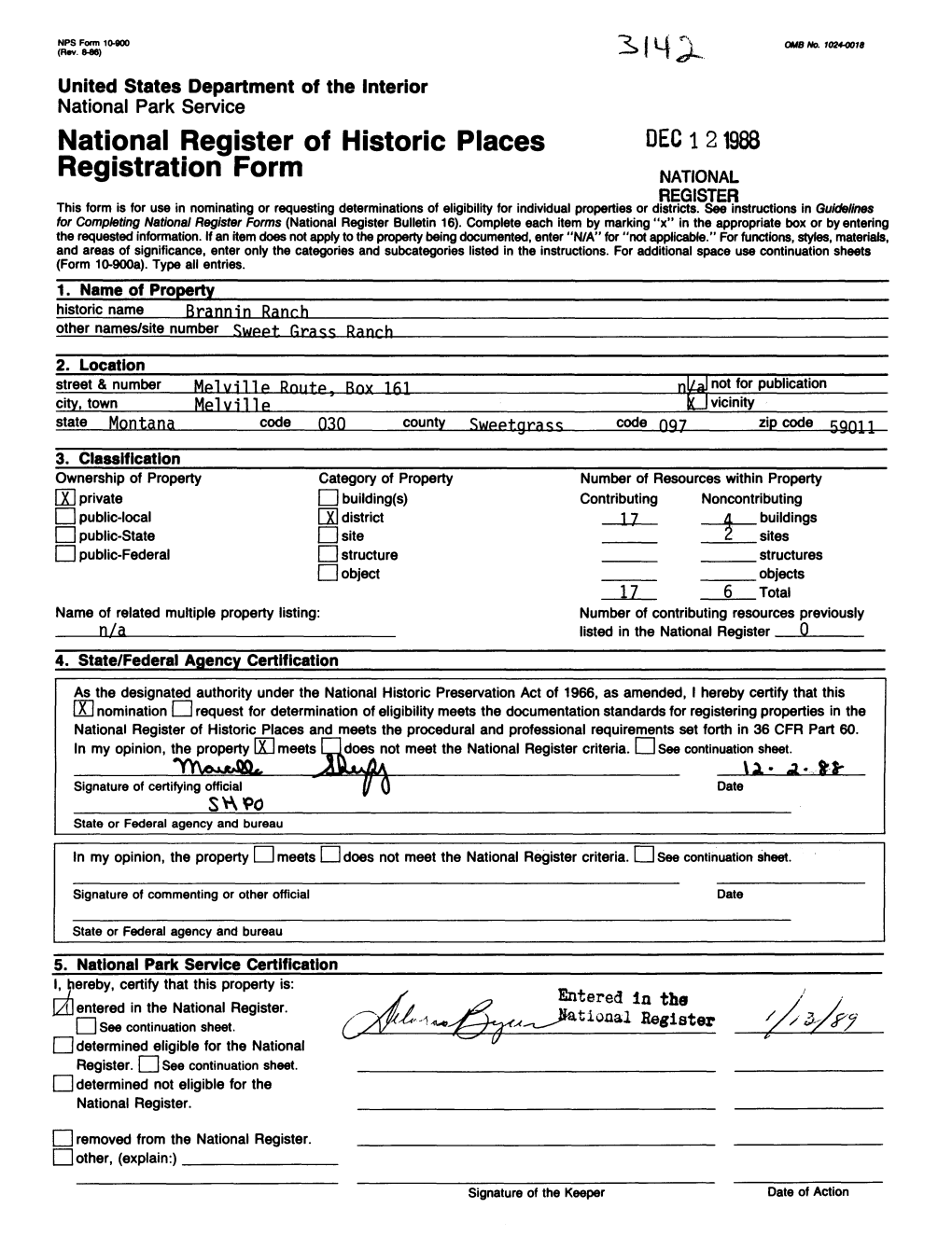 National Register of Historic Places Continuation Sheet