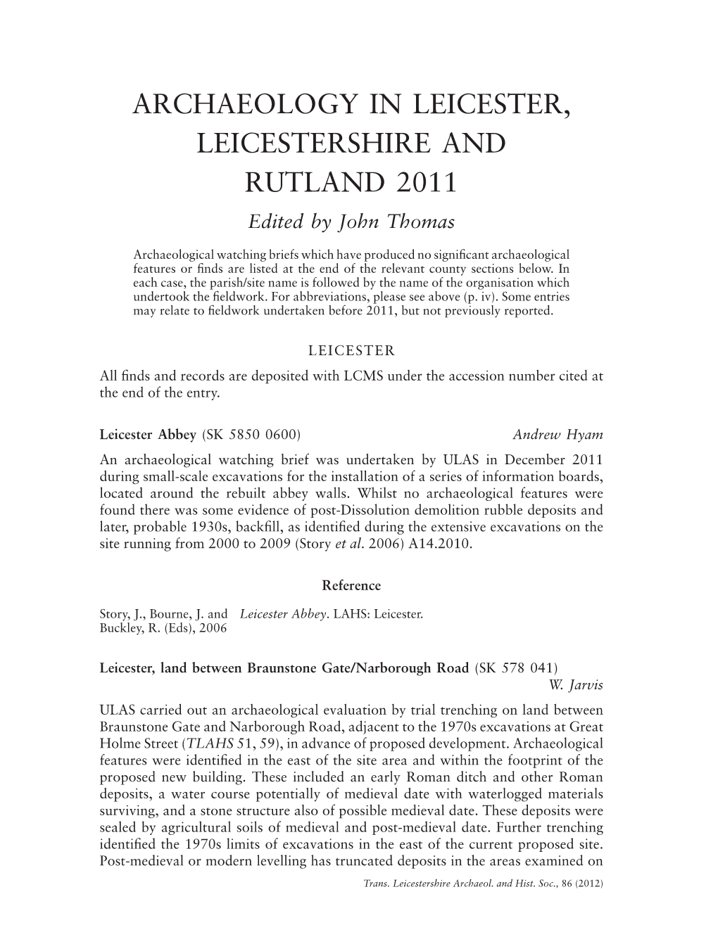 Archaeology in Leicestershire and Rutland 2011 Pp.205-270