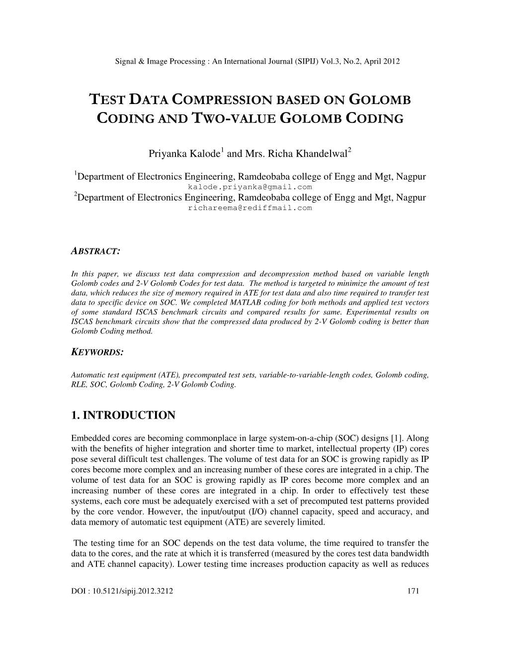 Test Data Compression Based on Golomb Coding and Two-Value