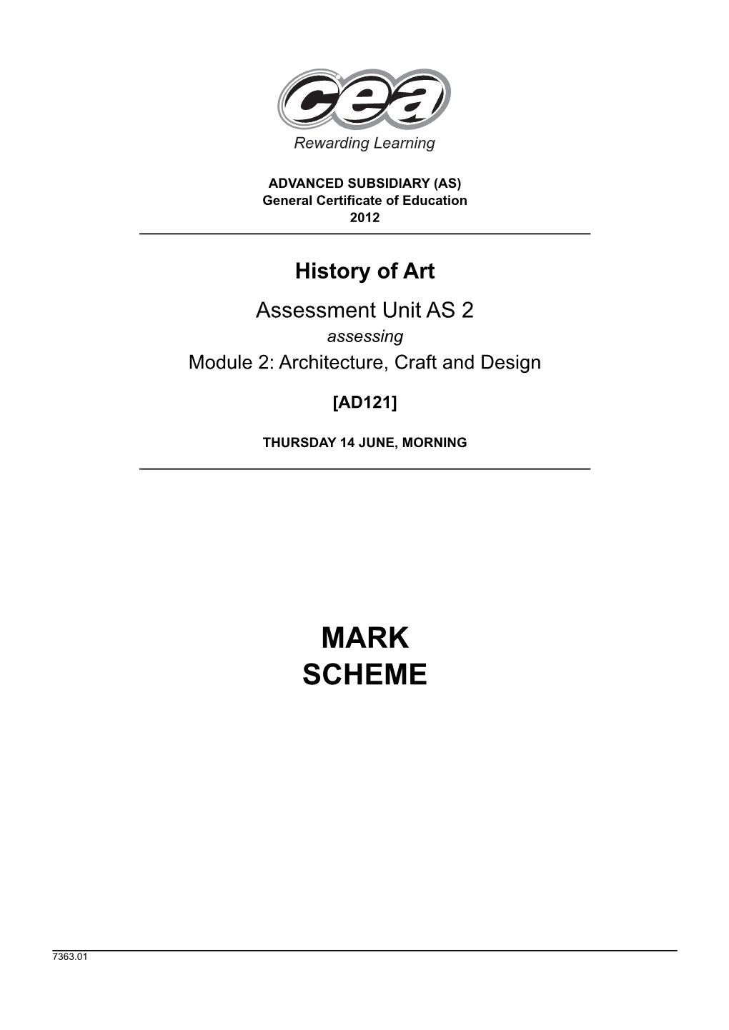 7363.01 History of Art AS 2 (Summer 2012).Indd