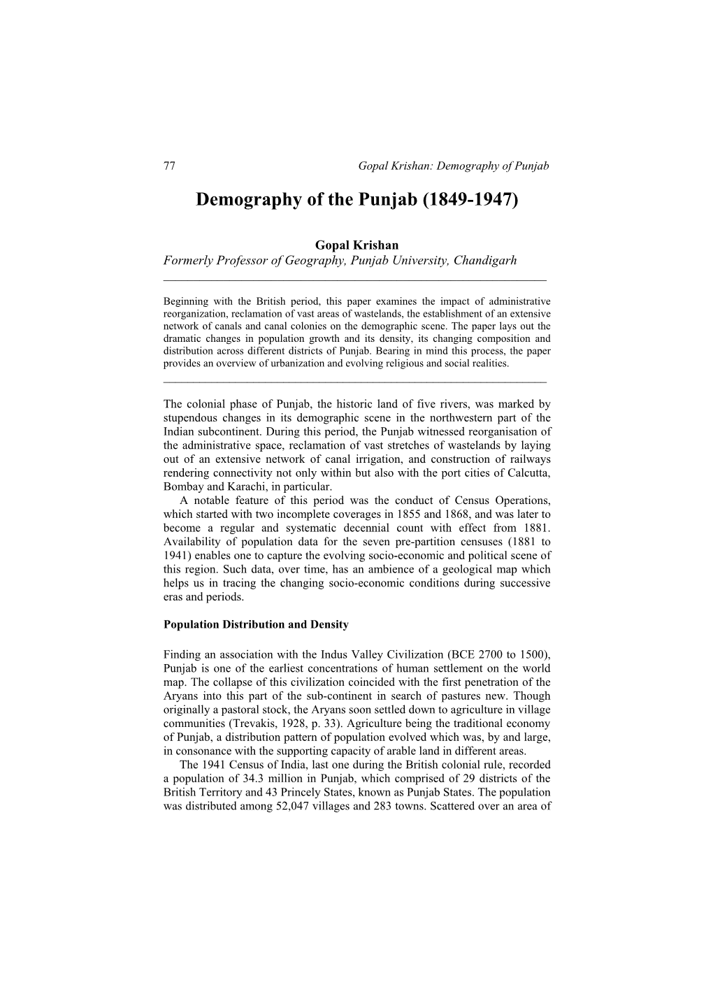 Demography of the Punjab (1849-1947)