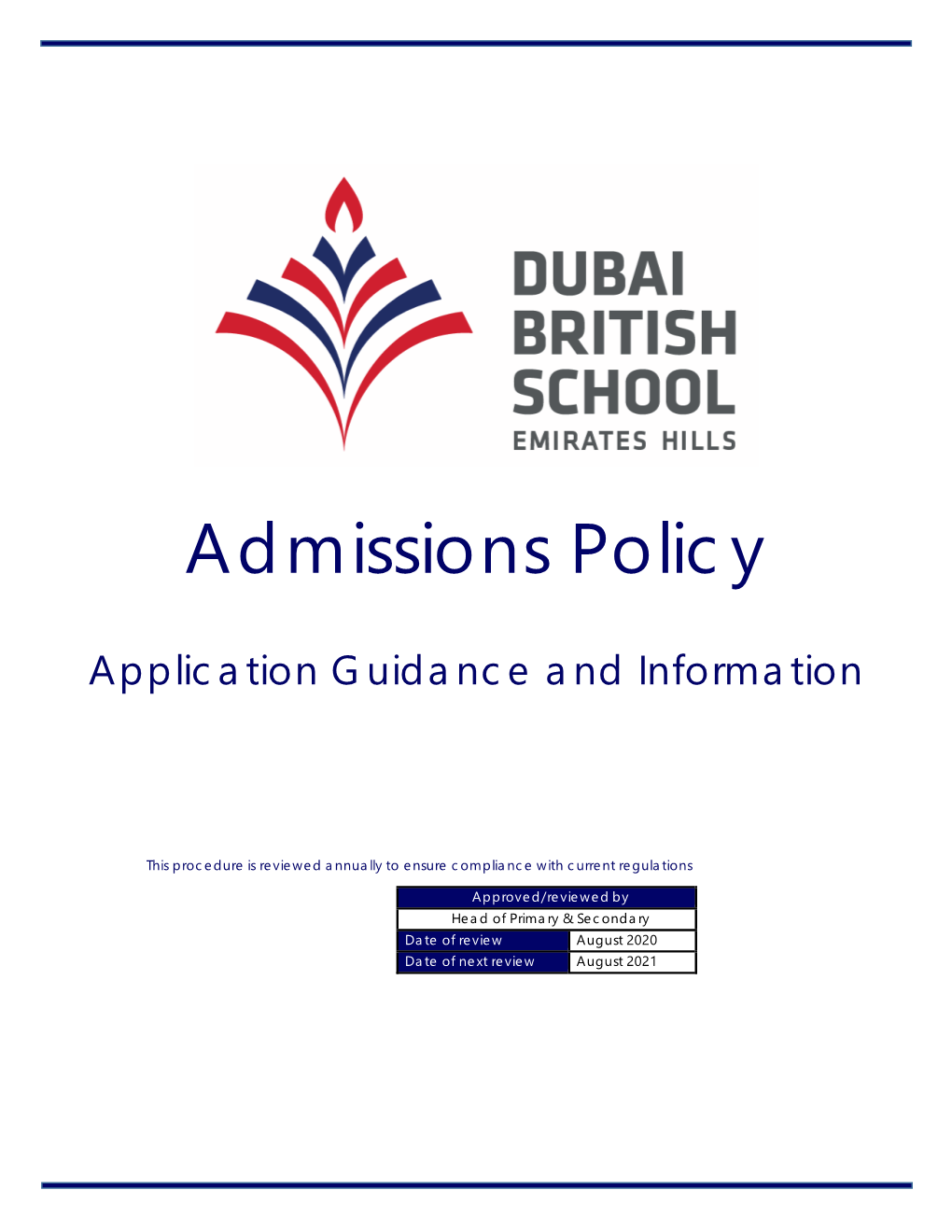 Admissions Policy