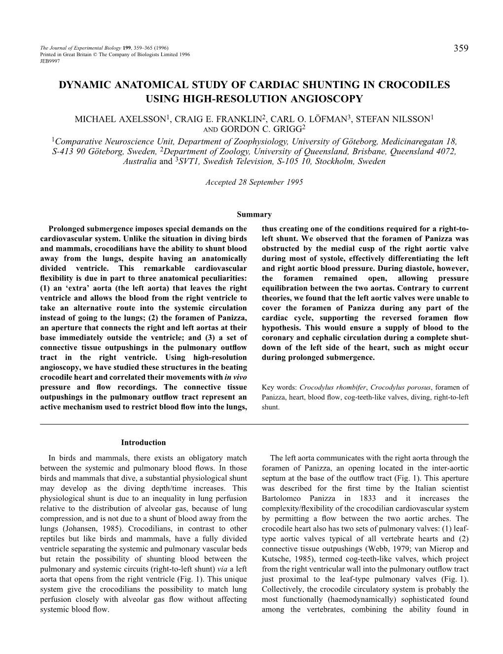 Dynamic Anatomical Study of Cardiac Shunting in Crocodiles Using High-Resolution Angioscopy