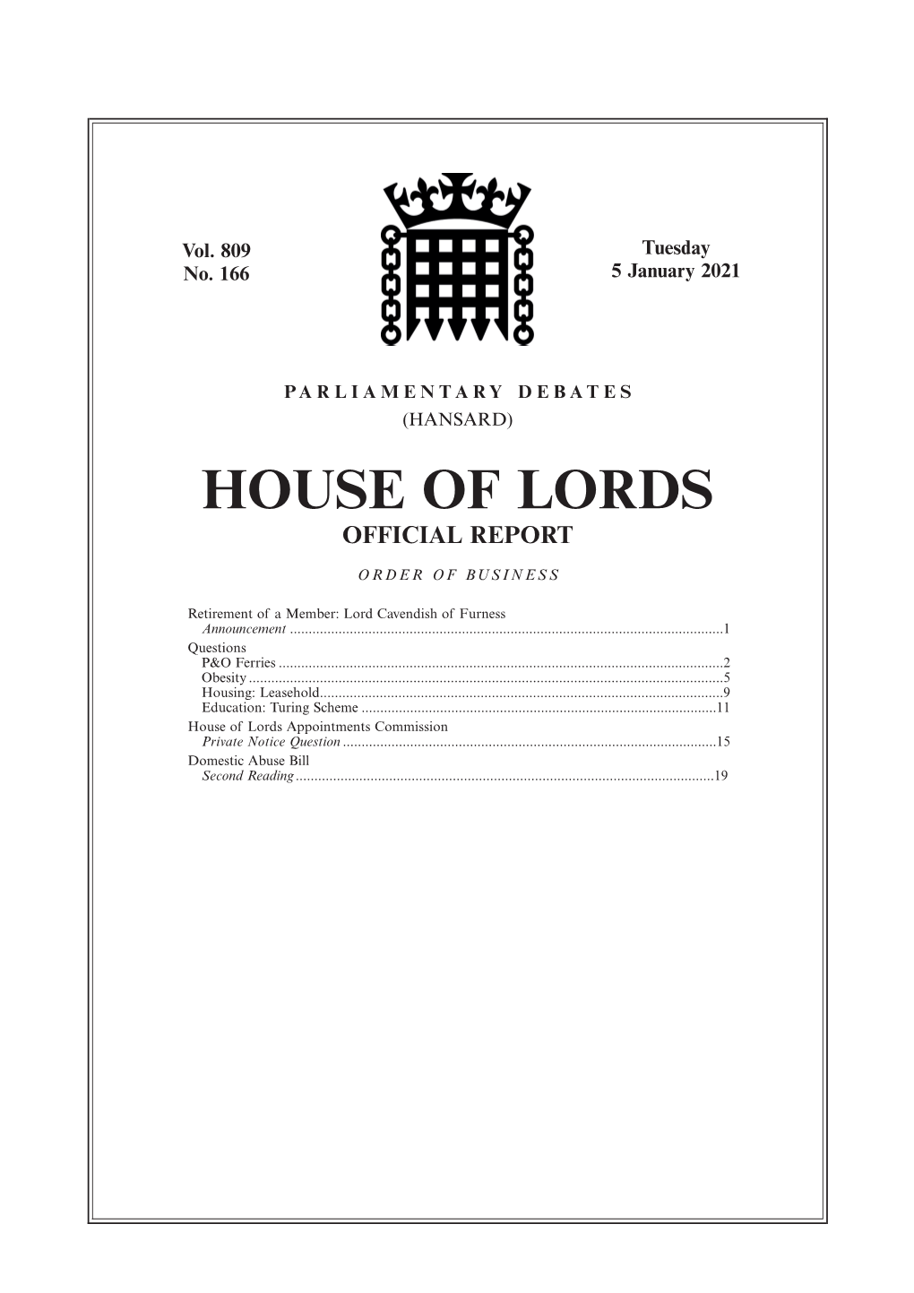 House of Lords Official Report