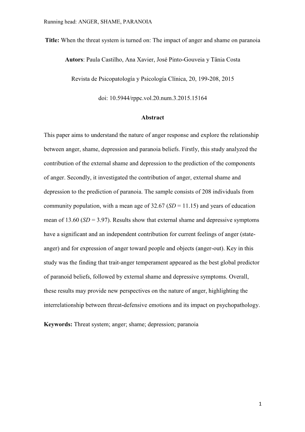 The Impact of Anger and Shame on Paranoia Autors