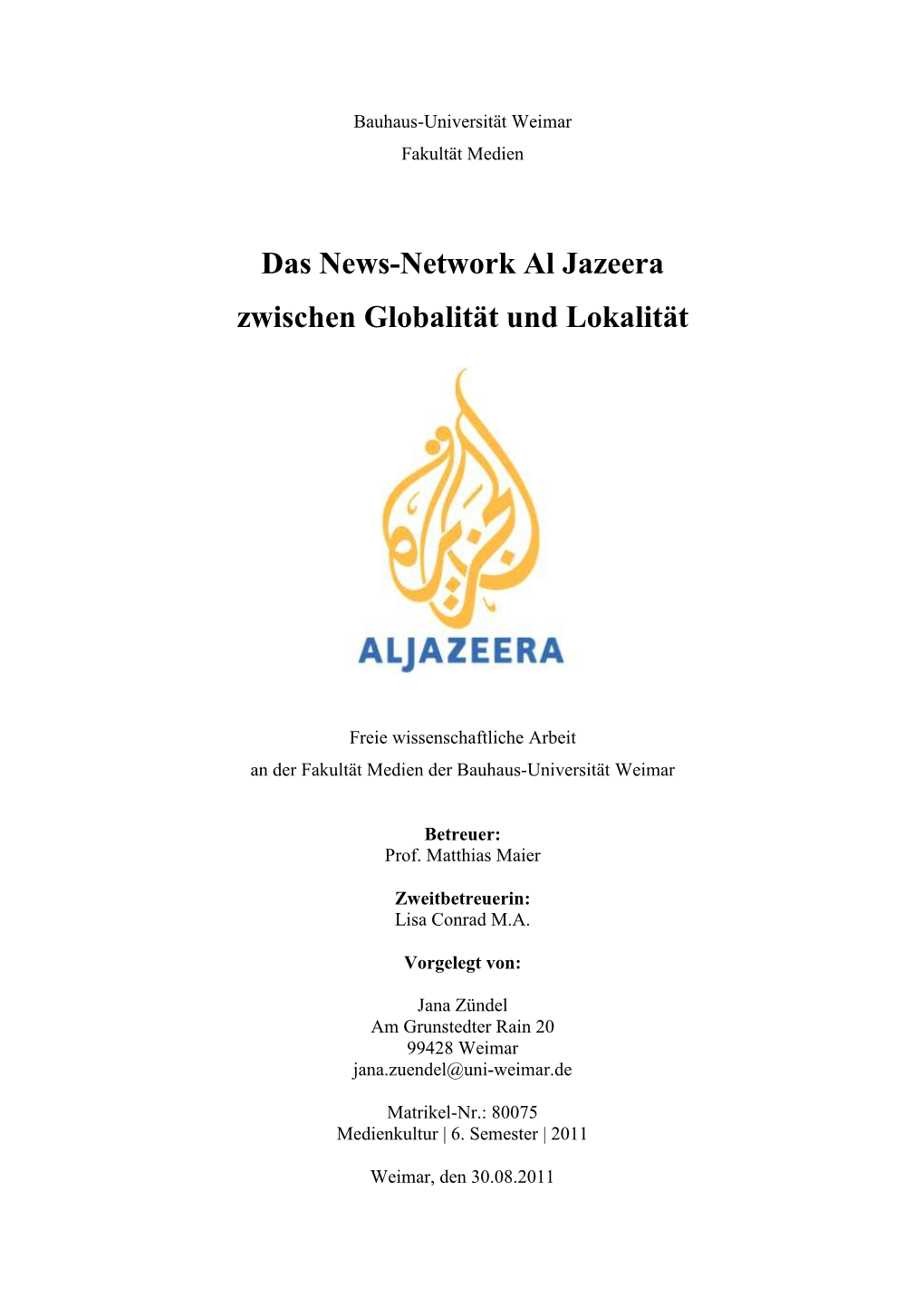 Bachelorarbeit Al Jazeera