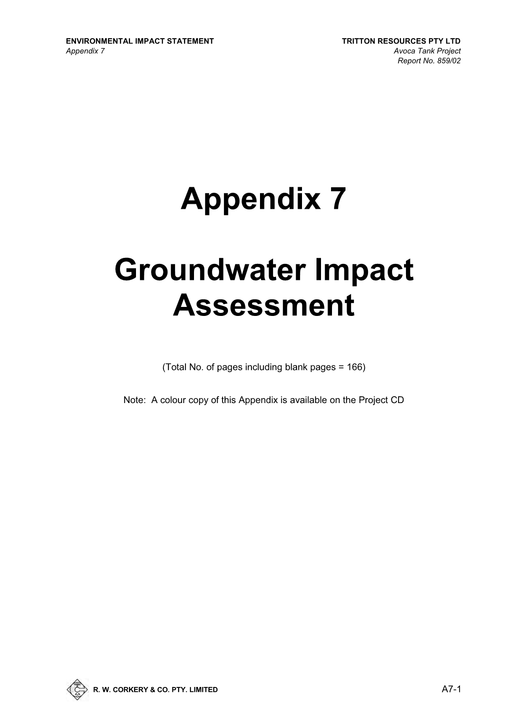 Appendix 7 Groundwater Impact Assessment