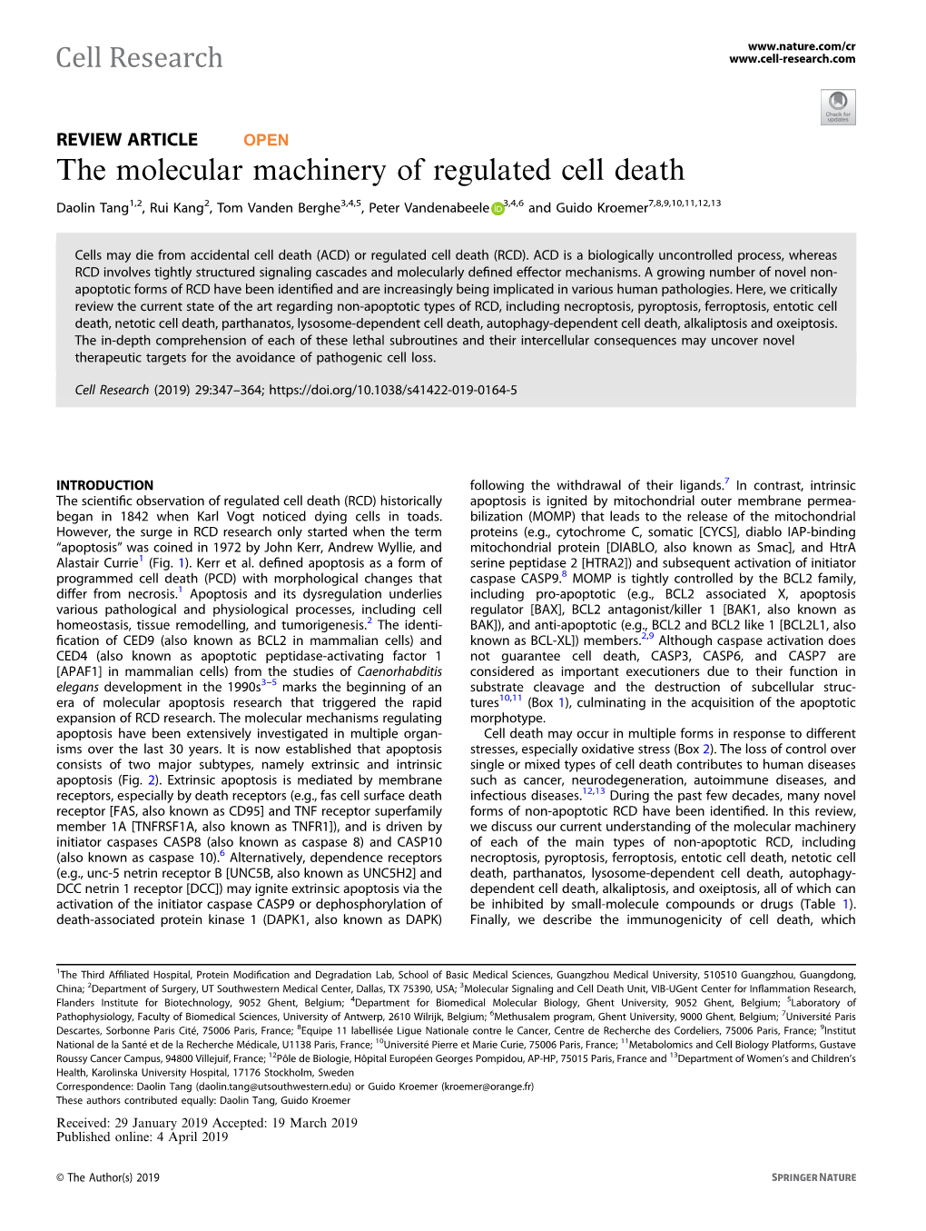 The Molecular Machinery of Regulated Cell Death