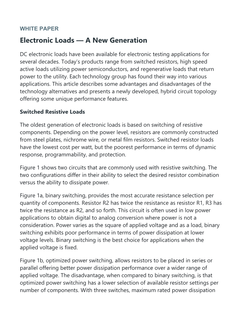 Electronic Loads — a New Generation