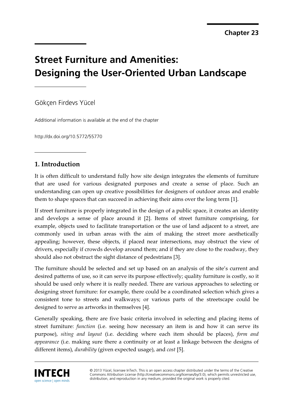 Street Furniture and Amenities: Designing the User-Oriented Urban Landscape