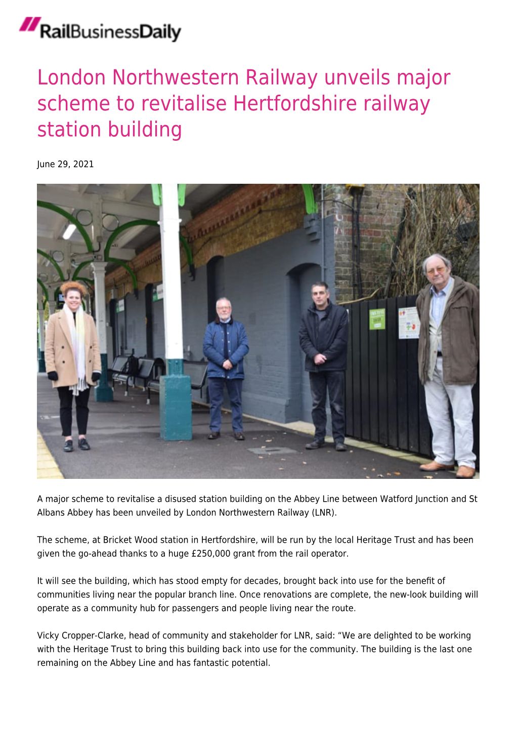 London Northwestern Railway Unveils Major Scheme to Revitalise Hertfordshire Railway Station Building