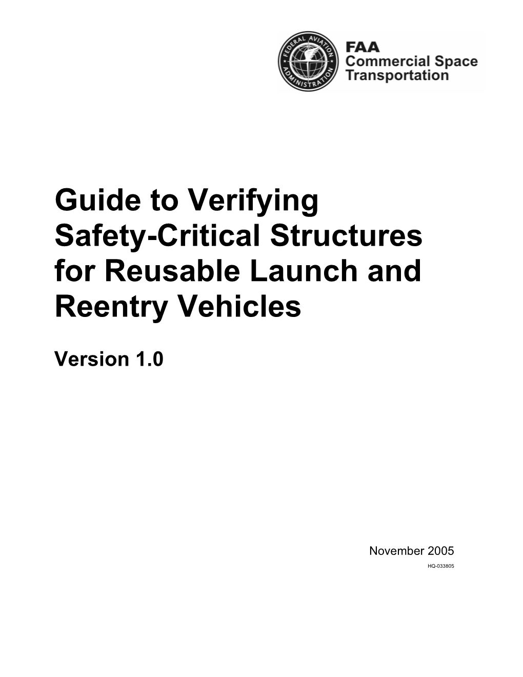 Guide to Verifying Safety-Critical Structures for Reusable Launch and Reentry Vehicles