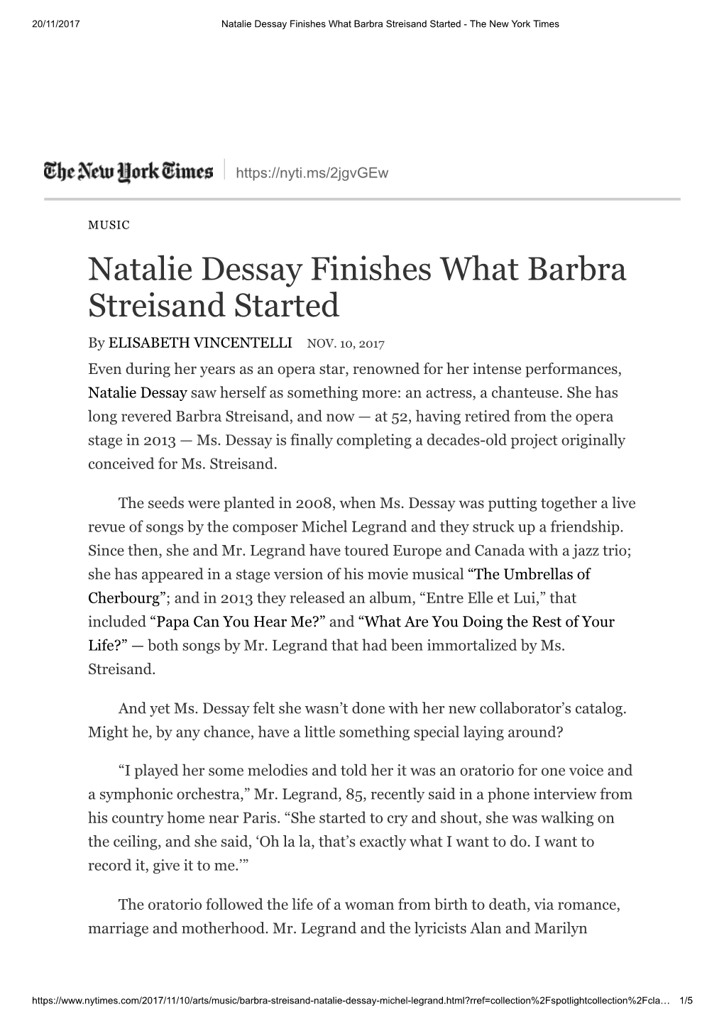 Natalie Dessay Finishes What Barbra Streisand Started - the New York Times