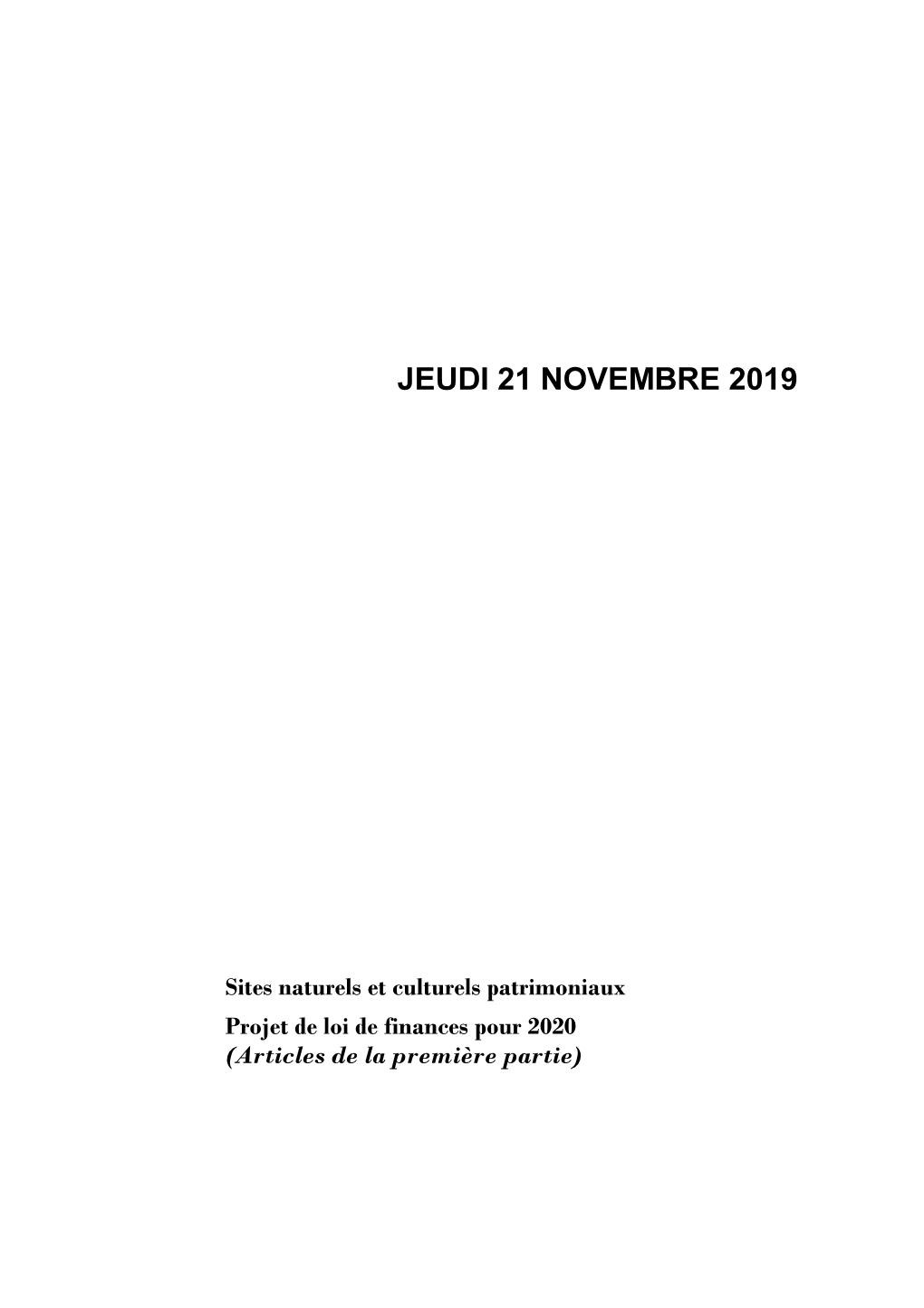 Jeudi 21 Novembre 2019