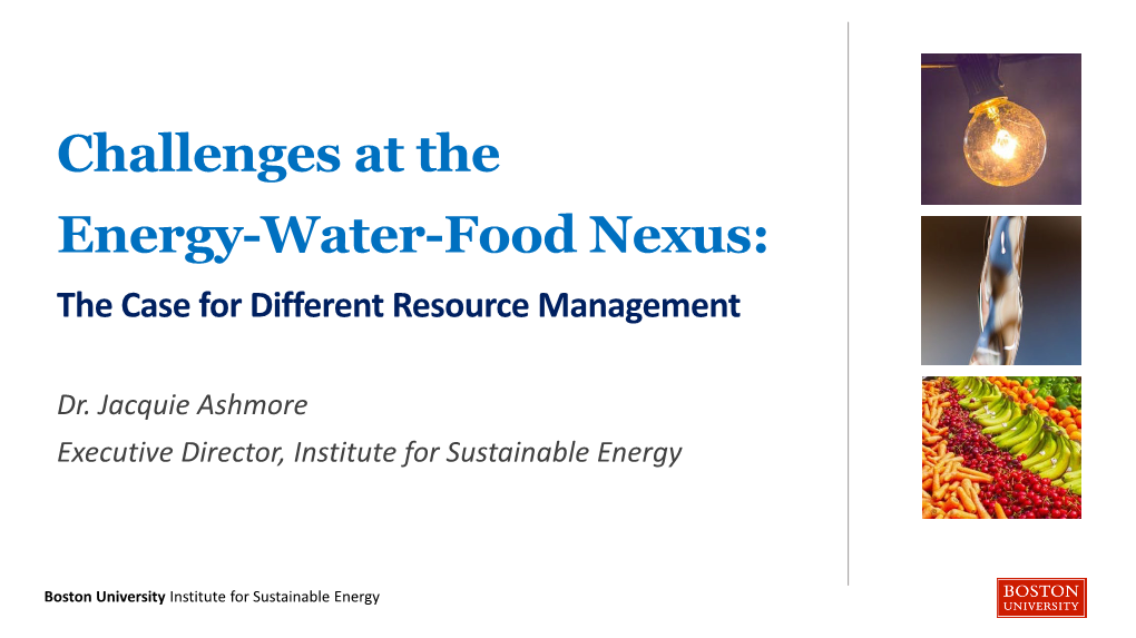 Challenges at the Energy-Water-Food Nexus: the Case for Different Resource Management