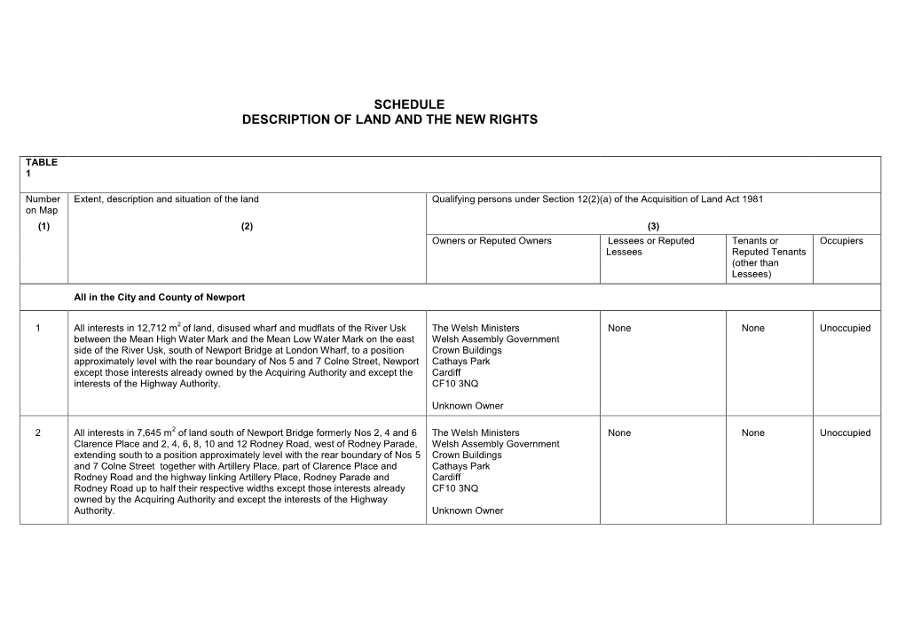 Schedule to Compulsory Purchase Order 2007 No. 44