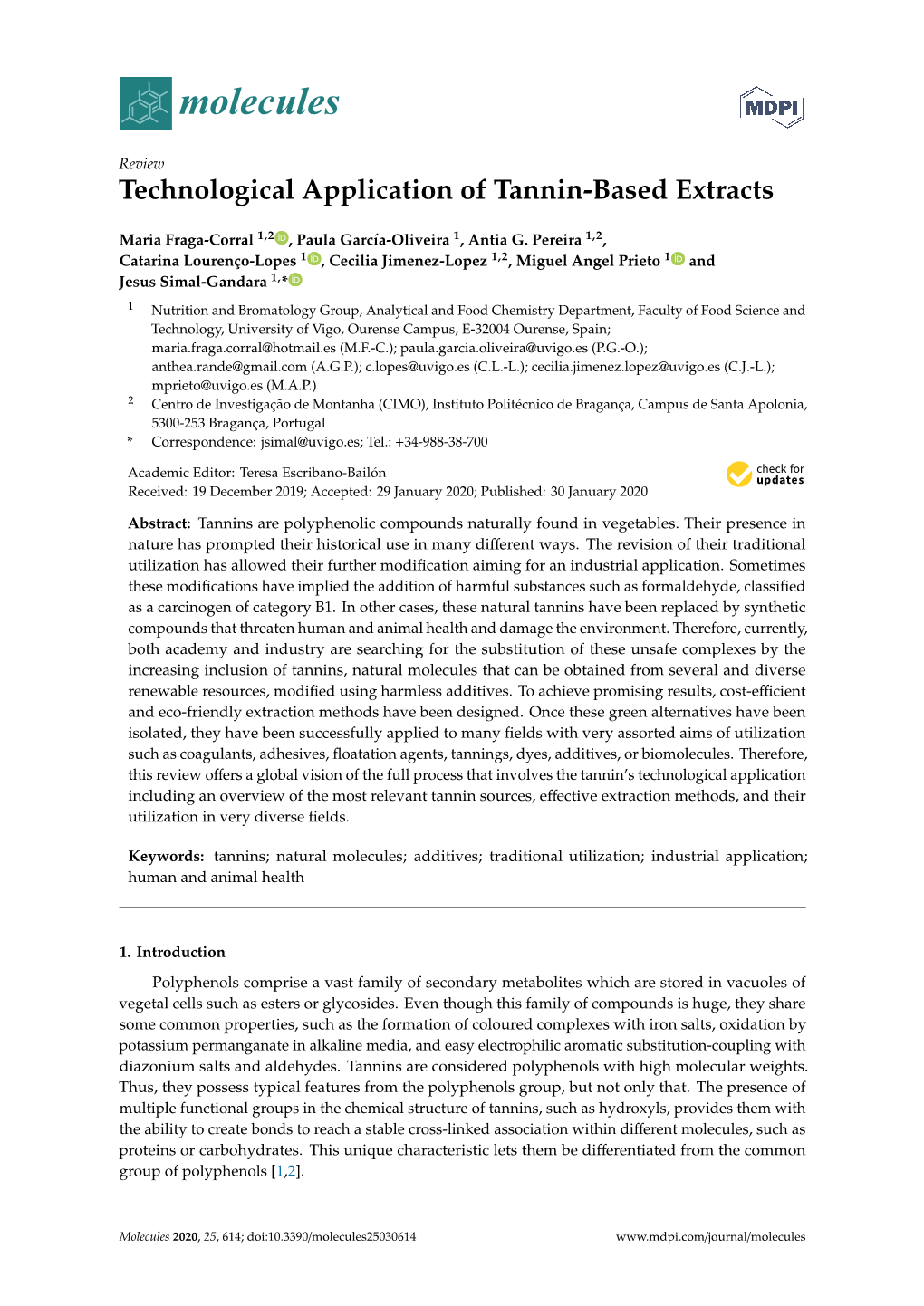 Technological Application of Tannin-Based Extracts