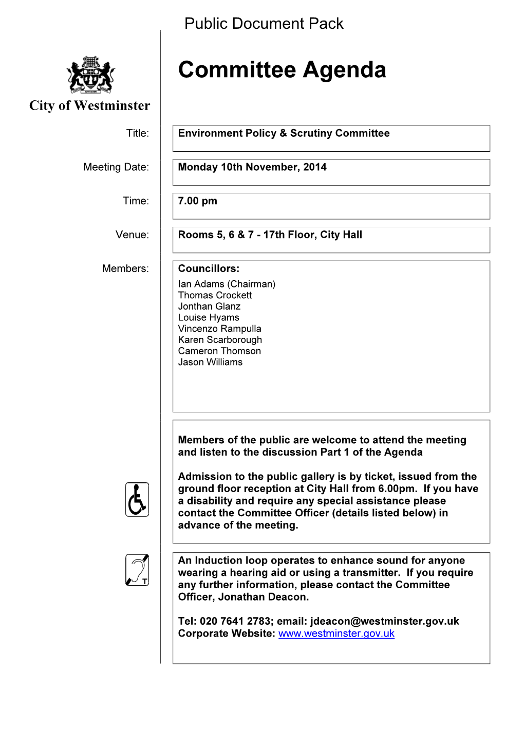 (Public Pack)Agenda Document for Environment Policy & Scrutiny