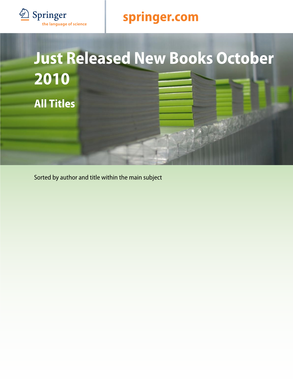 Just Released New Books October 2010 All Titles