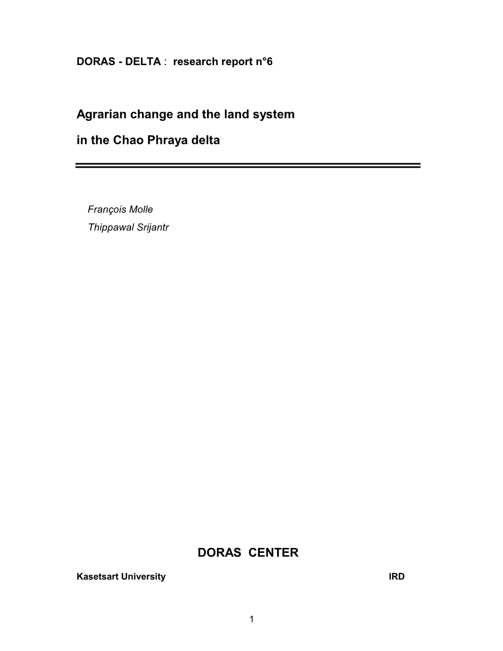 Agrarian Change and the Land System in the Chao Phraya Delta DORAS