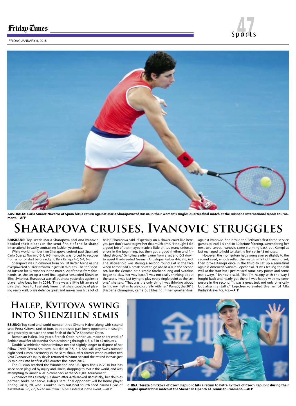 Sharapova Cruises, Ivanovic Struggles