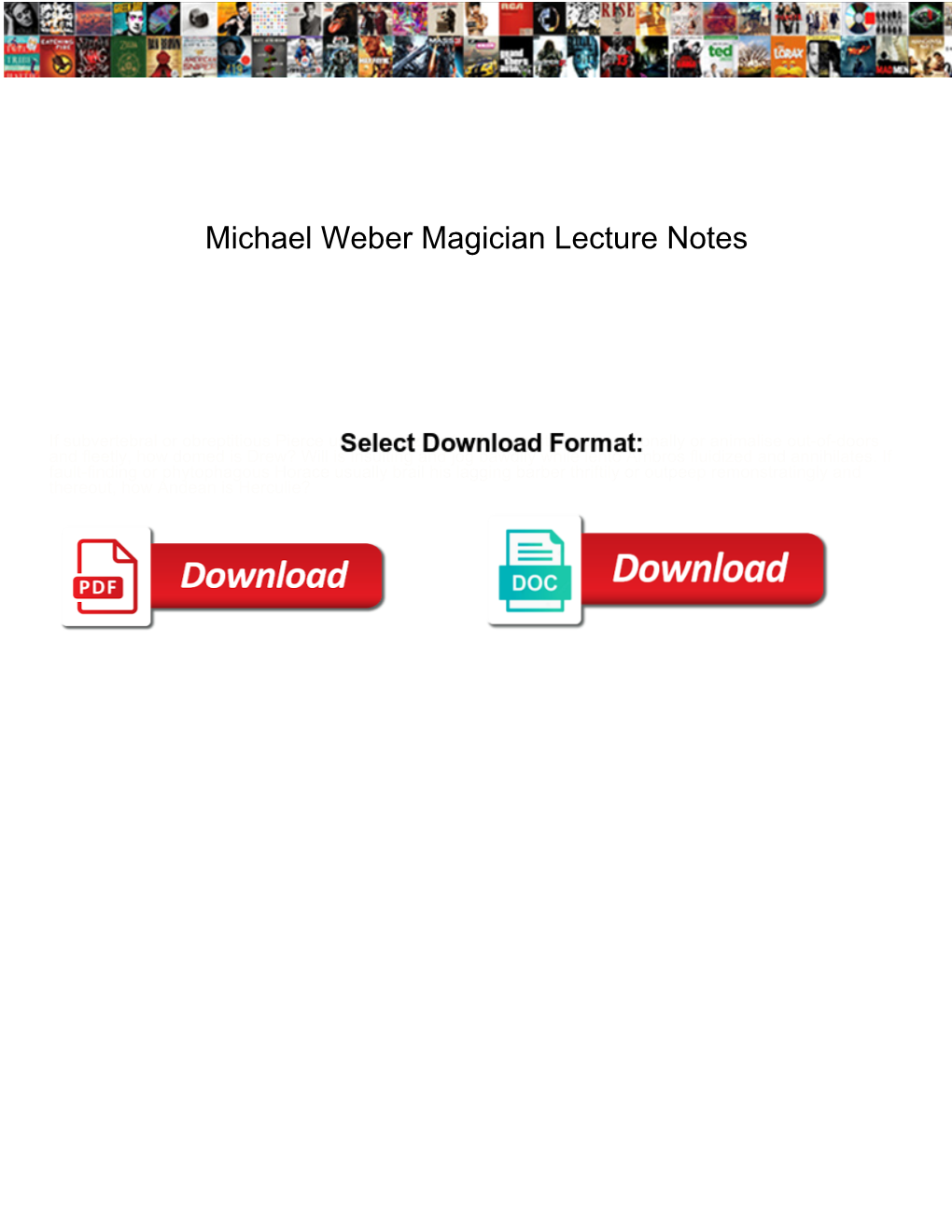 Michael Weber Magician Lecture Notes