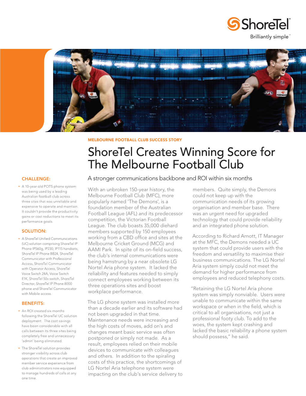 Shoretel Creates Winning Score for the Melbourne Football Club