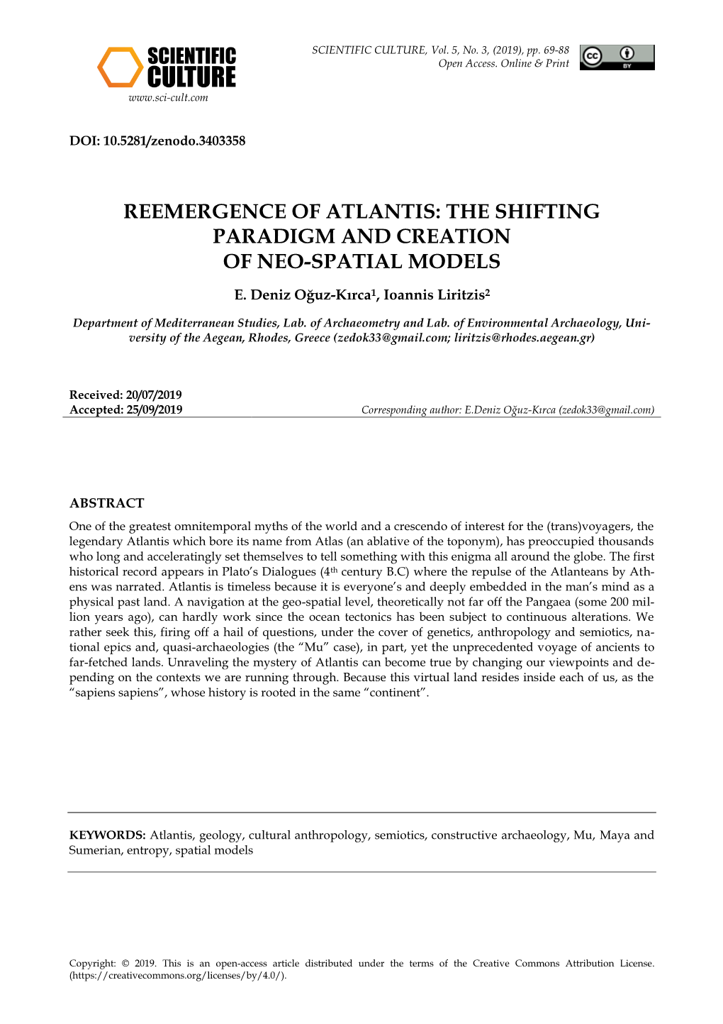 Reemergence of Atlantis: the Shifting Paradigm and Creation of Neo-Spatial Models