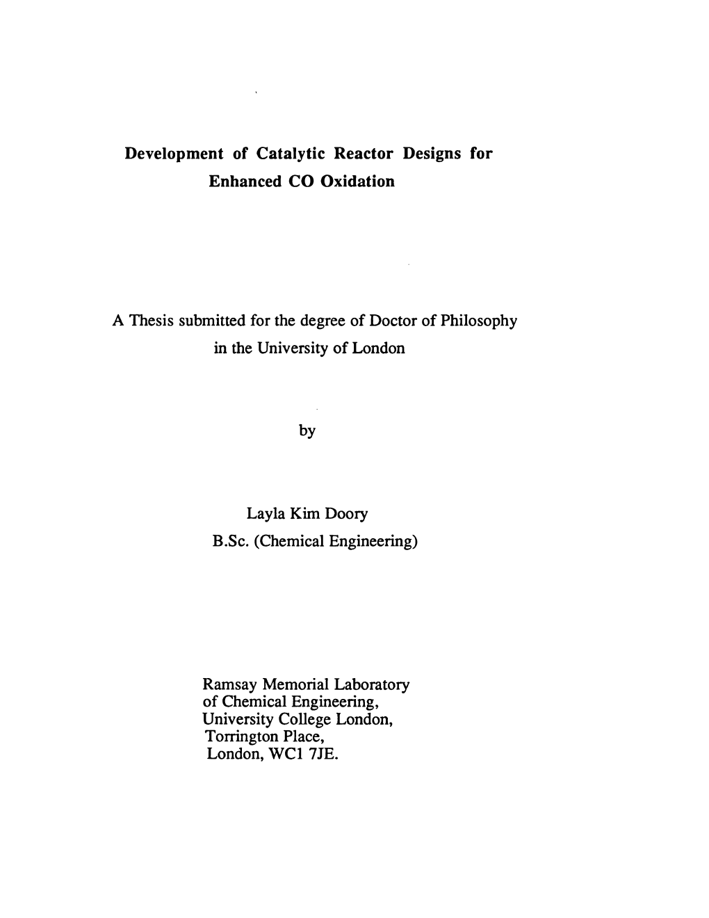 Development of Catalytic Reactor Designs for Enhanced CO Oxidation
