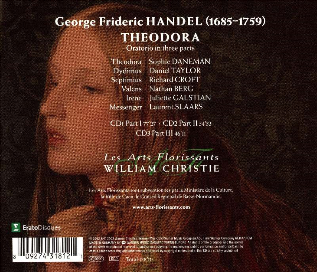 George Frideric HANDEL (1685-1759) THEODORA Oratorio in Three Parts